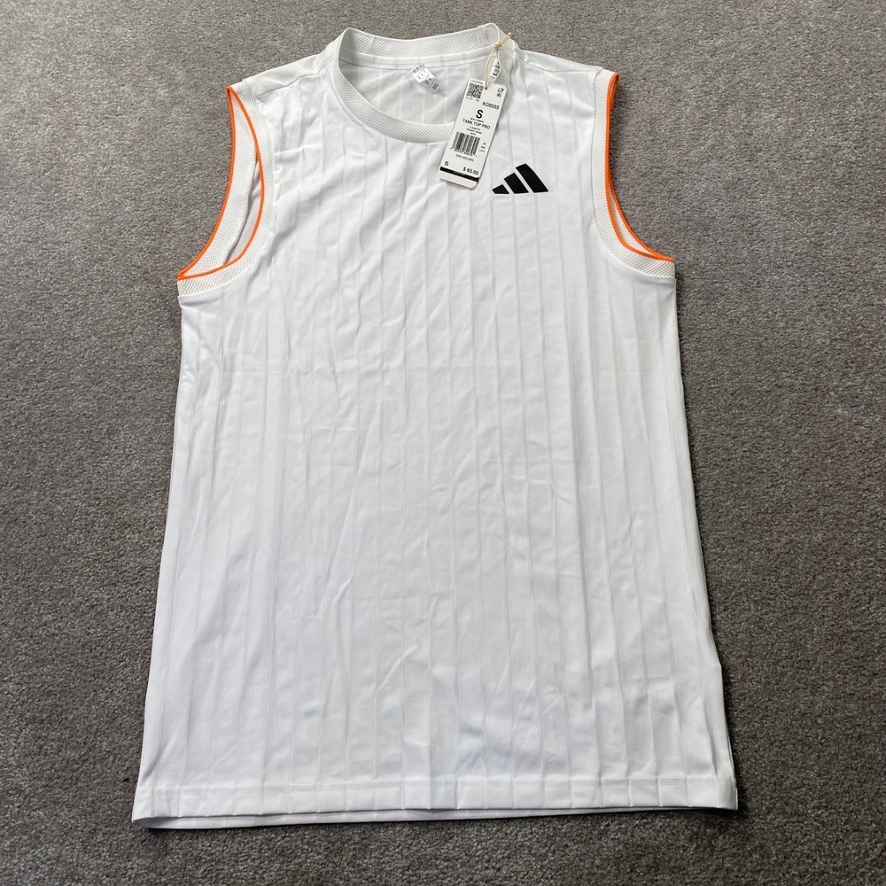 Adidas Tank Top Pro Men Size S White Orange Tennis Performance KG6055